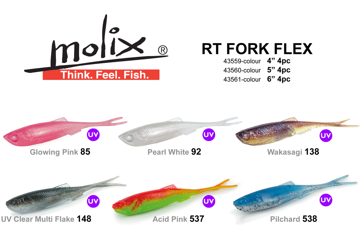 Glowing Pink Molix RT Fork Flex 4'' col 